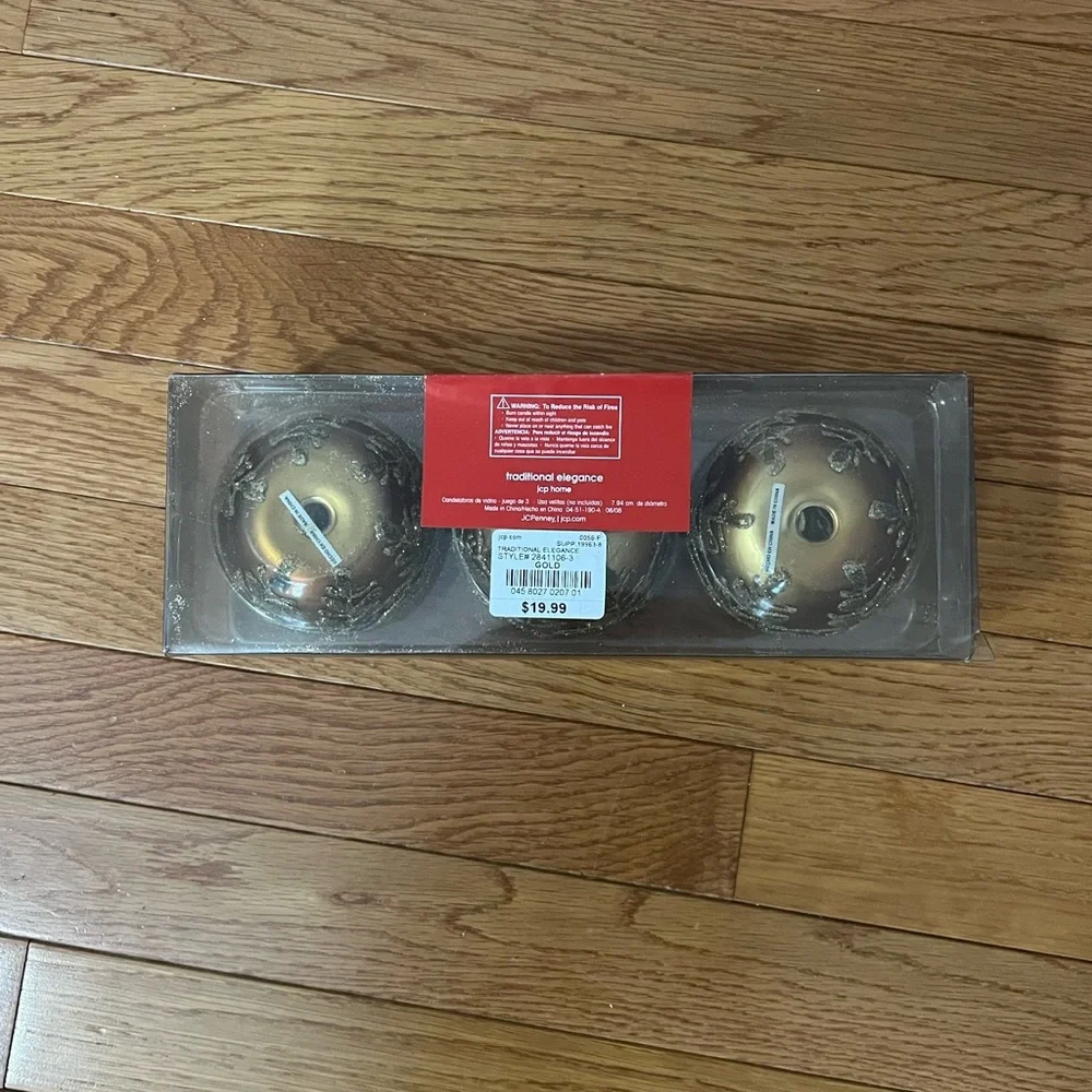JCP Home Traditional Elegance Gold Tea Light Candle Holders - NWT